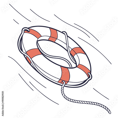 Tablou pe pânză A single life preserver floats on calm, blue water with a slight ripple