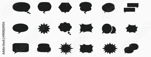 Black speech bubble collection. Set of speech bubble. Speech bubble comic.