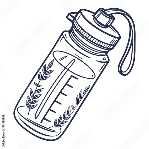 Bild auf Leinwand A clear plastic water bottle with a handle and measurement markings on the side