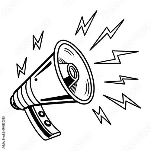 Canvas-taulu A vintage megaphone with sound waves emanating from it, symbolizing communication and amplification