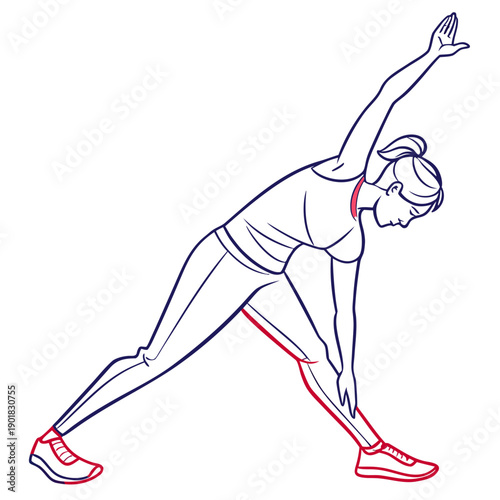 Quadro su tela Woman performing a lunge exercise with proper form and technique Vector