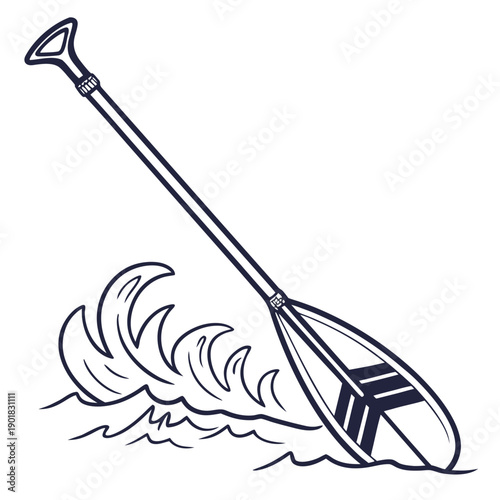 Bilde på lerret A detailed illustration of a rowing oar cutting through water
