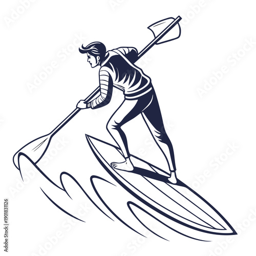 Schilderij op canvas A dynamic illustration of a person skiing down a snowy mountain slope Vector