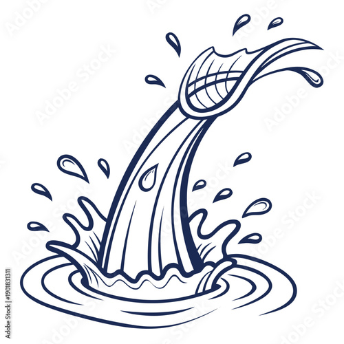 Tableau sur toile A dynamic illustration of a water spout splashing into a pool of water