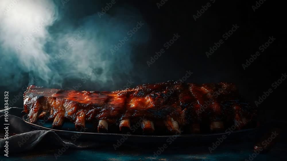 custom made wallpaper toronto digitalSucculent Barbecue Ribs Steaming with Rich Glossy Sauce, Ready to Eat.