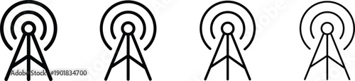 Radio tower line Icon antenna tower linear outline vector Illustration.