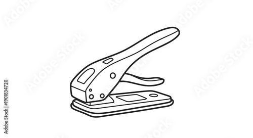 Simple Black and White Stapler Illustration.