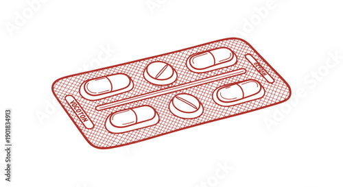 Blister Pack of Pills Medication.