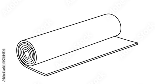 Rolled Up Yoga Mat Illustration.