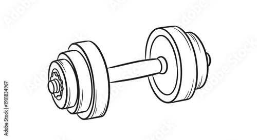 Simple Line Drawing of a Dumbbell.