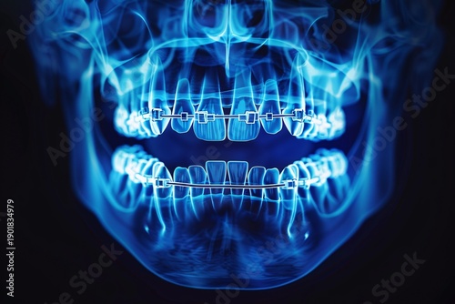 Digital dental xray showing human teeth and jaw medical imaging technology oral healthcare diagnosis radiology concept