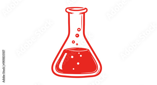 Red Liquid in Laboratory Flask Illustration.