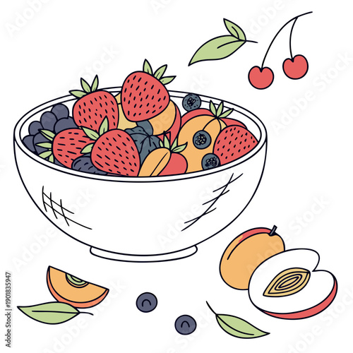 Canvastavla A vibrant fruit bowl filled with a variety of fresh fruits