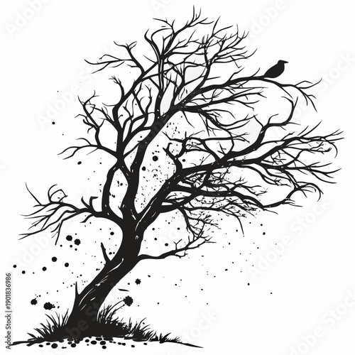 Φωτογραφία A lone tree stands tall with a crow perched on its highest branch