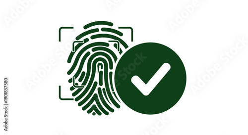 A green fingerprint scan with a checkmark indicating successful verification.