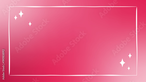 Cute gradient background for Valentine's Day with doodle frame. Red and pink mesh gradient, template for text, greetings, invitations