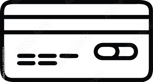 Line art icon of a credit card with rounded corners and horizontal stripes