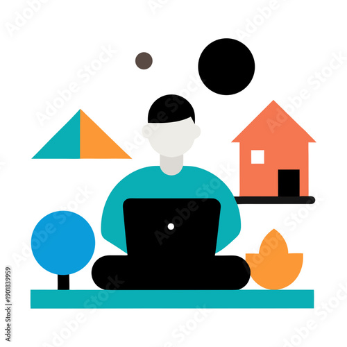 Remote Work Vector Illustration