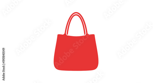 Red Handbag with Handles on White.