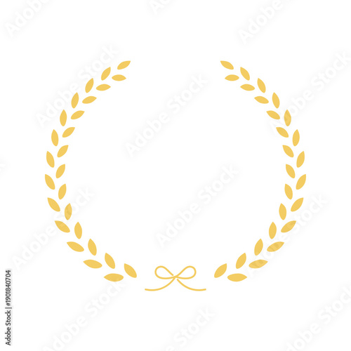 リボンと月桂冠のシンプルなゴールドフレーム素材