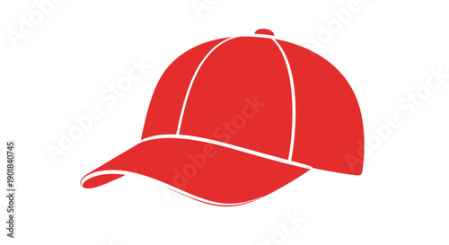 Red Baseball Cap with White Stitching.