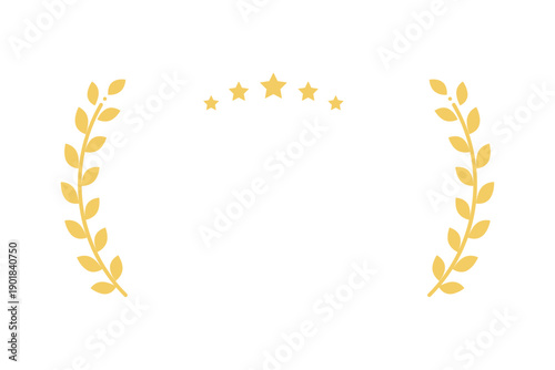 5つ星と月桂冠のシンプルなベクターイラスト素材