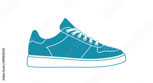 Blue Sneaker with White Laces and Sole.