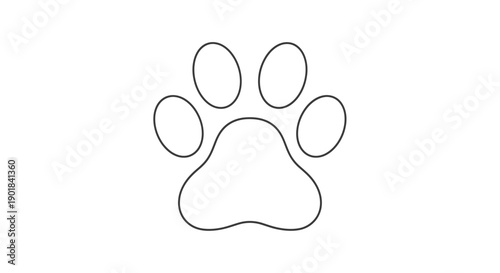 Simple black line drawing of dog paw.