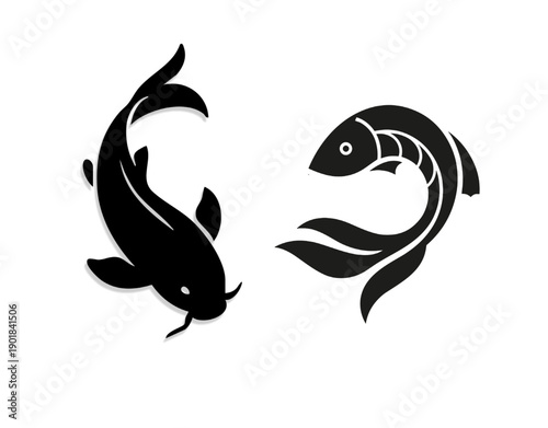 Tuna, Squid and Catfish Silhouette Set