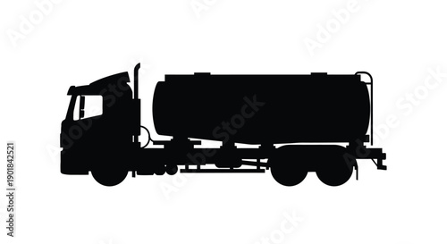 Silhouetted tanker truck illustration on a plain white background