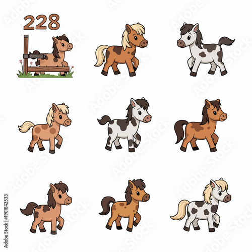 Set of Cartoon Horses