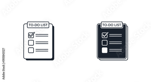 Two to do list icons with check boxes one filled and one outlined