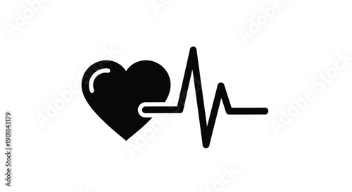 Black heart symbol combined with a medical heartbeat line graphic