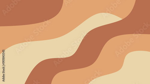 Abstract boho background with organic fluid shapes in earth tones in terracotta, brown and cream. Minimalist wavy background.