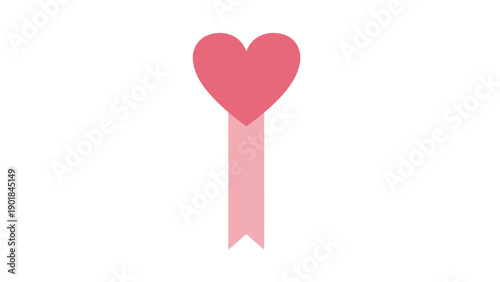 Pink Heart Bookmark Icon on White Background