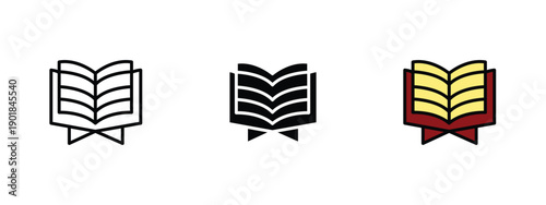 3 Holy Quran icons with one editable icon, one silhouette and one colored icon 