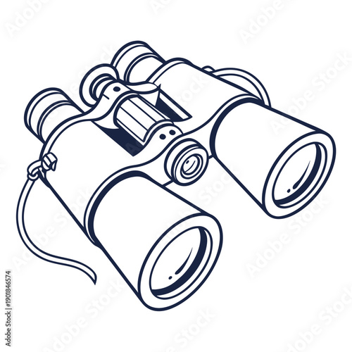 A pair of binoculars with a strap, perfect for outdoor adventures and birdwatching Vector