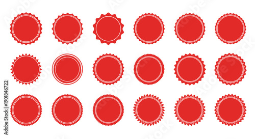 Red seal stickers for certification and approval on white background