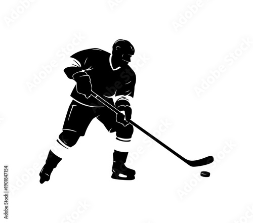 Photography Ice Hockey Player in Action Silhouette