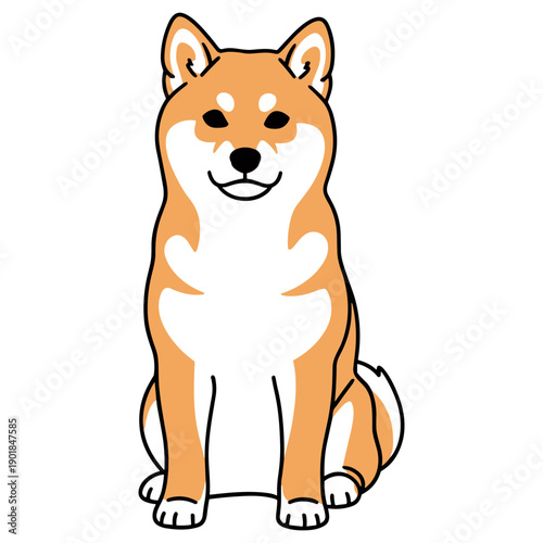 Happy Cartoon Shiba Inu Dog Illustration