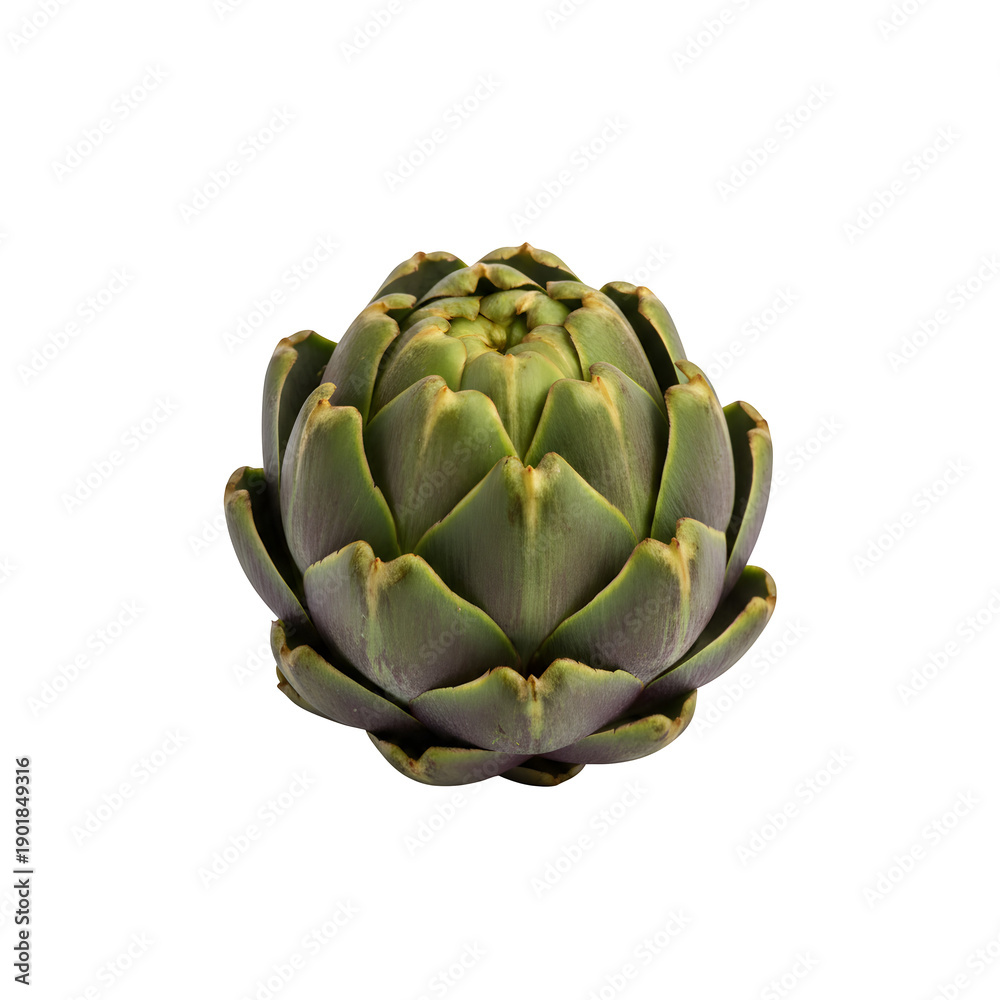 Obraz premium An artichoke is a fresh, raw, green veggie that has a tasty heart. It can be grown organically in a garden or on a commercial farm for a healthy diet.