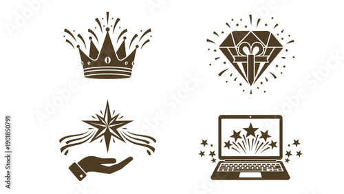 Four icons representing modern digital and traditional communication tools