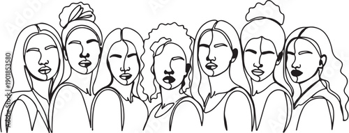 A diverse group of people standing together in a line, facing forward.