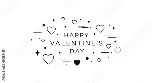 Happy valentine's day greeting with hearts and stars on white background for love and romance