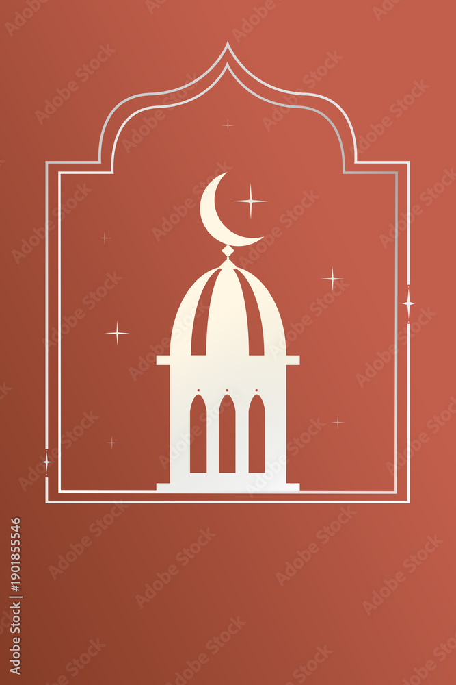 Fototapeta premium Ramadan celebration with a mosque dome featuring a crescent moon and stars