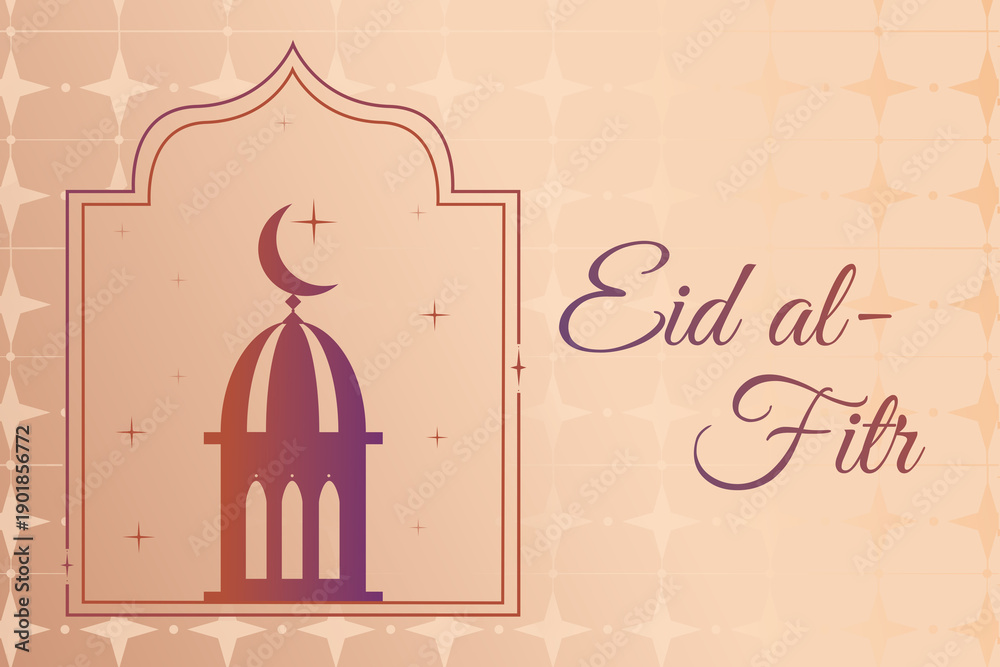 Fototapeta premium Celebration of Eid al-Fitr at the end of Ramadan with mosque silhouette