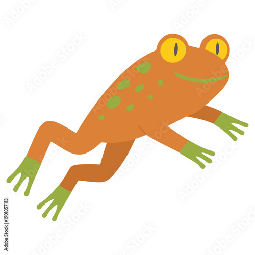 cute hand drawn frog jumping reptile animal flat color vector illustration template design