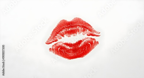 Red Lipstick Kiss Mark Isolated on White Background