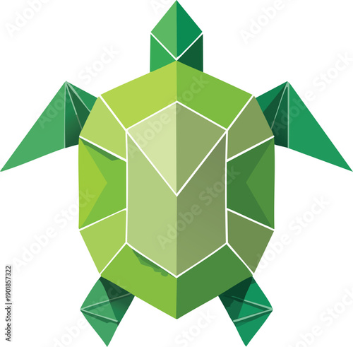 Origami turtle icon, geometric shell folds, clean vector icon