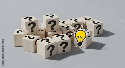 Wallpaper Mural Find solutions and answers: question mark blocks with light bulb for solving problems and creativity Torontodigital.ca